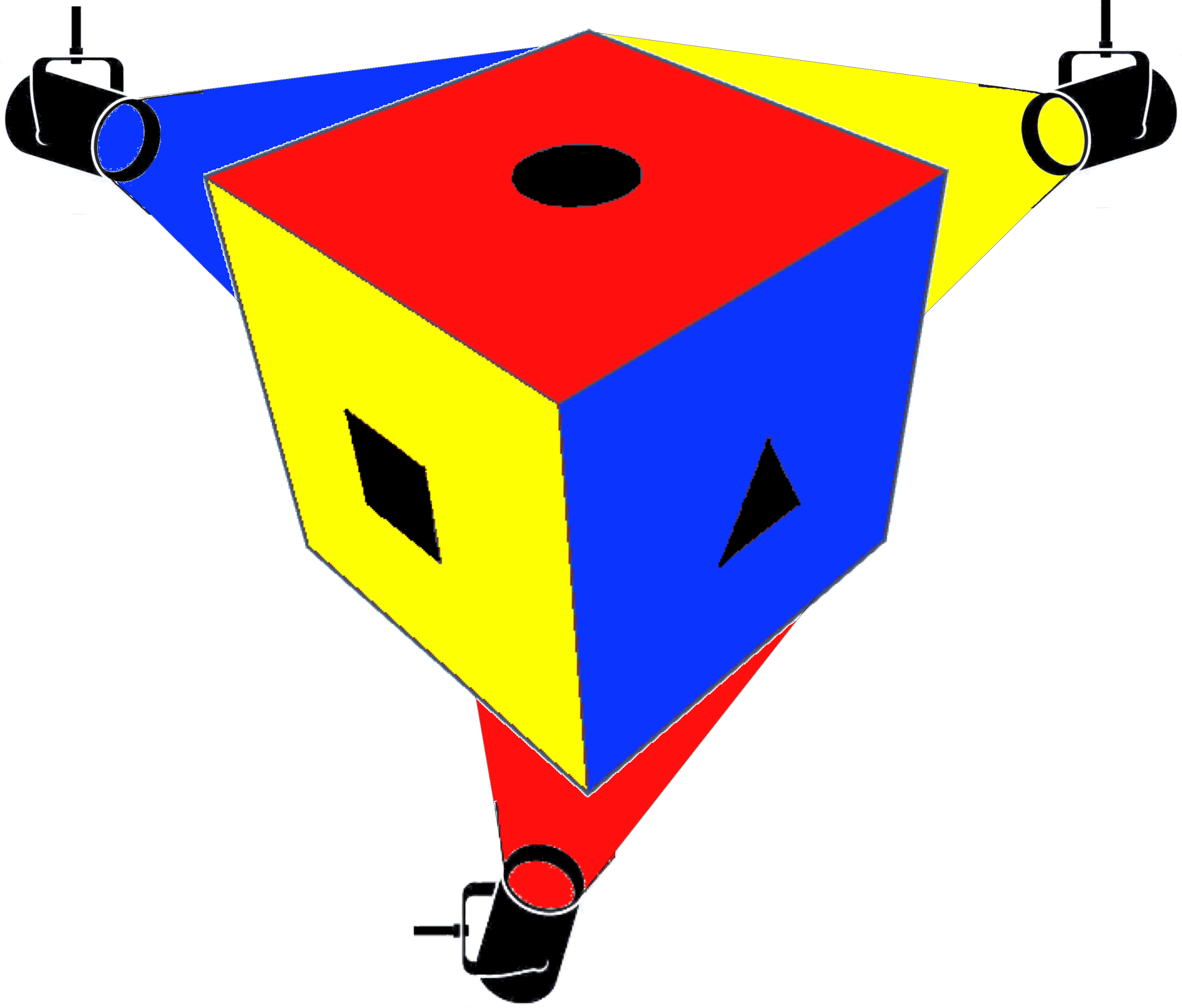 Round Square Triangle Hidden with Colored Illumination